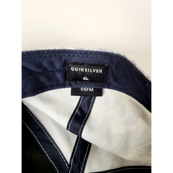 Quiksilver Hat Cap Blue White Wave Pattern Rope Detail Snapback OSFM Surf Skate - Picture 7 of 7